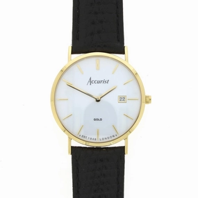 Accurist 9ct Gold Mens Watch White Dial Black Strap 7801 cheap digital watch best digital watch for men