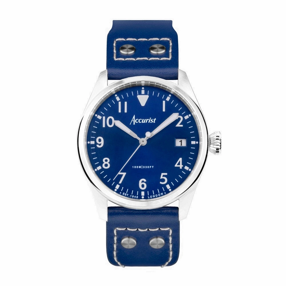 Accurist Aviation Mens Watch 76001 Blue Leather Strap with Blue Dial cheap digital watch best digital watch for men