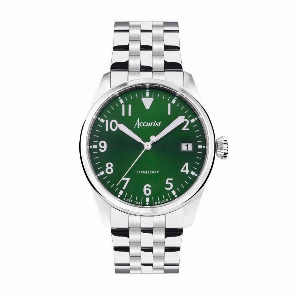 Accurist Aviation Mens Watch 76002 Stainless Steel with Green Dial cheap digital watch best digital watch for men