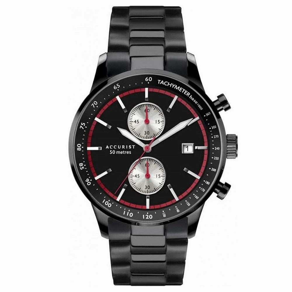 Accurist Chronograph Black Bracelet Mens Watch 7364 
