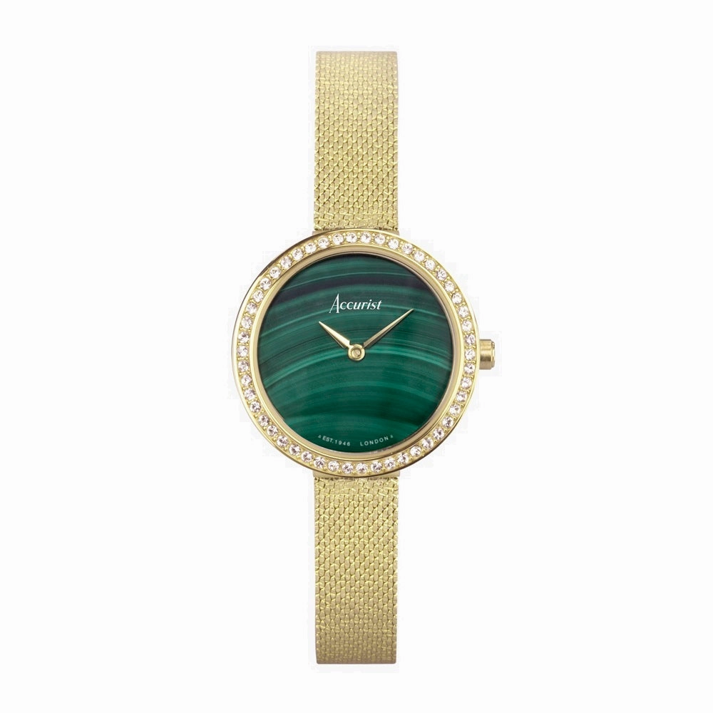 Accurist Ladies Watch 78004 With Green Malachite Dial 