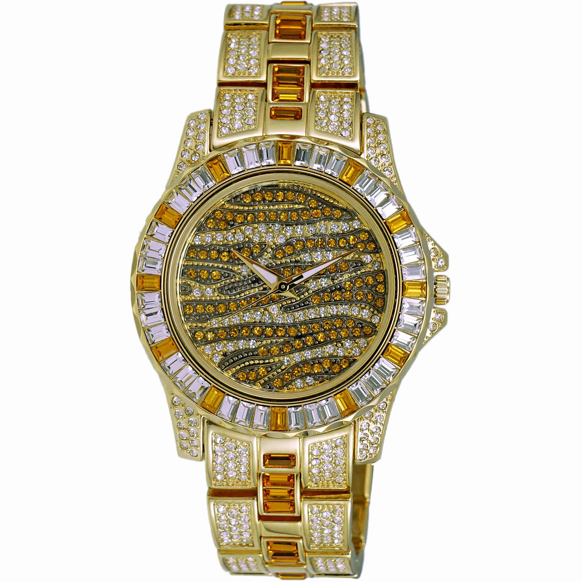 Adee Kaye Men's Watch - Chameleon Yellow and Gold Tone Dial Brass Bracelet | AK1177Y 