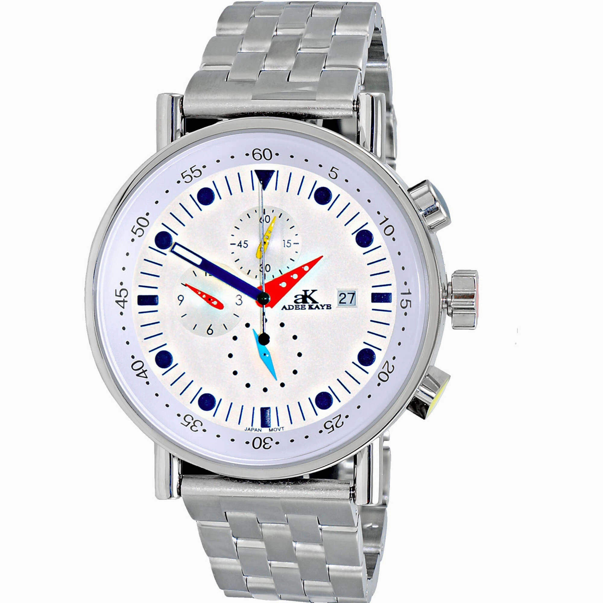 Adee Kaye Men's Watch - Mando-Mb Quartz White and Purple Dial Bracelet | AK2268-30SV 