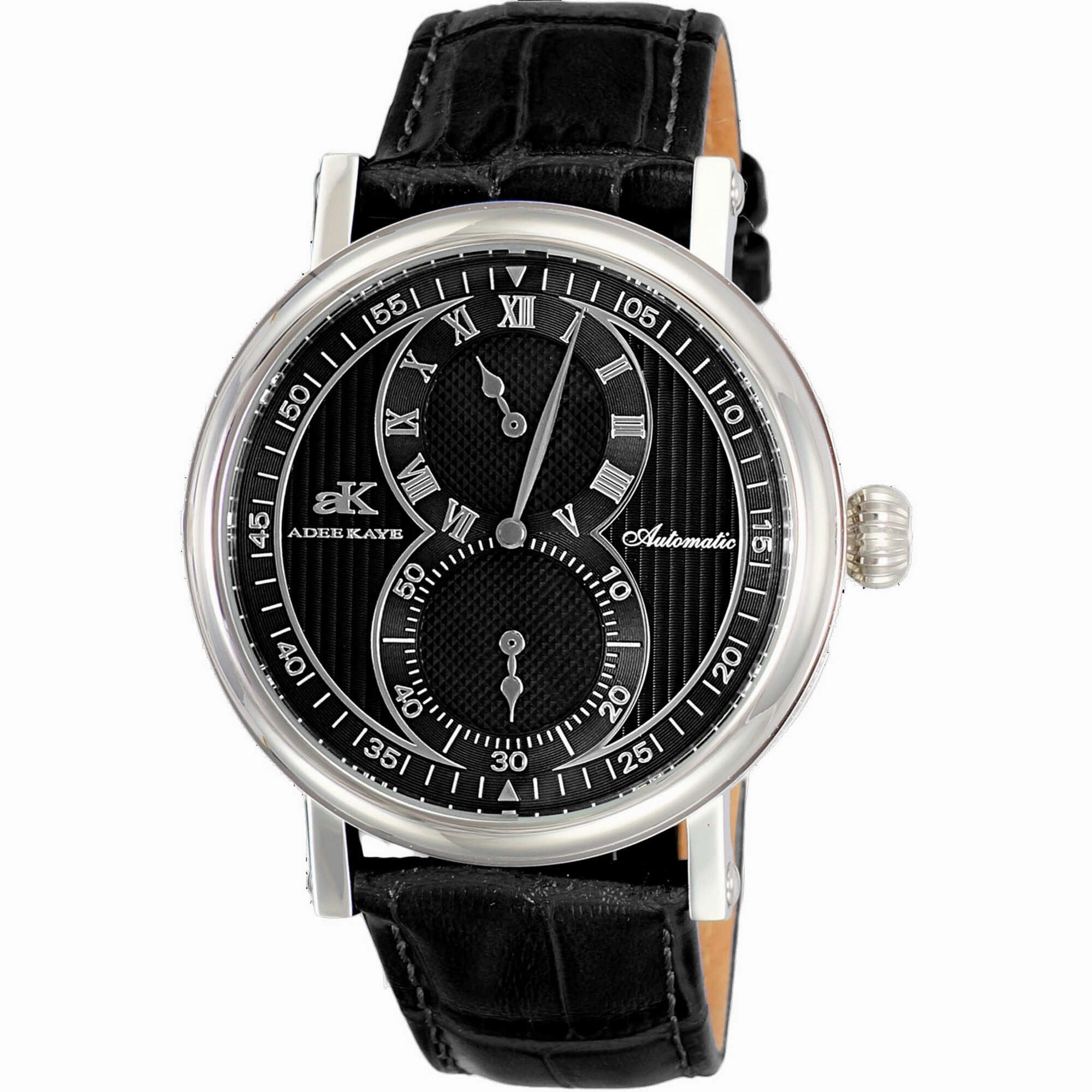 Adee Kaye Men's Watch - Mondo Automatic Black Genuine Leather Strap | AK5665-MBK 