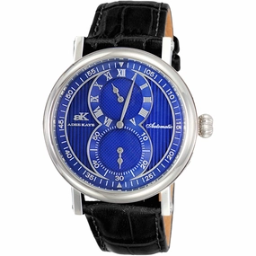 Adee Kaye Men's Watch - Mondo Automatic Blue Dial Black Leather Strap | AK5665-MBU 
