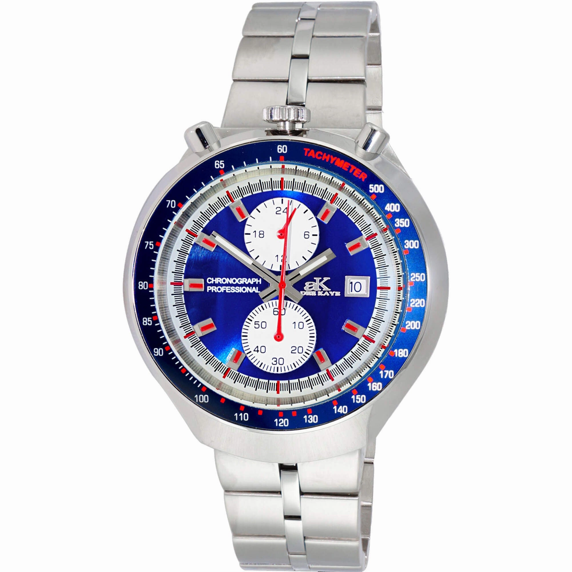 Adee Kaye Men's Watch - Muscle Quartz Blue and White Dial Bracelet | AK5662-MBU 