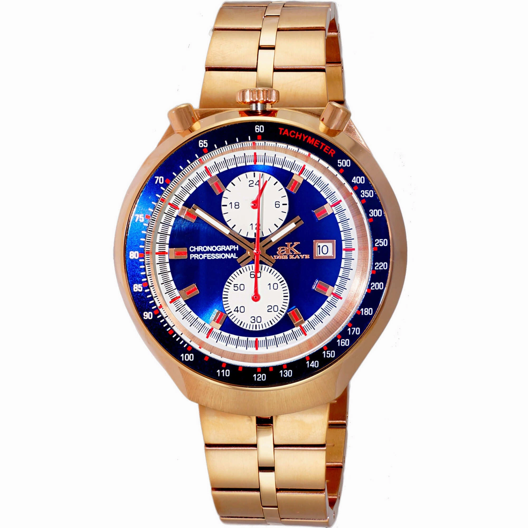 Adee Kaye Men's Watch - Muscle Quartz Blue and White Dial Bracelet | AK5662-MRGBU 