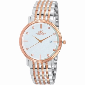 Adee Kaye Men's Watch - Simplicity Quartz White Dial Two Tone Steel | AK4801-MTTRG 