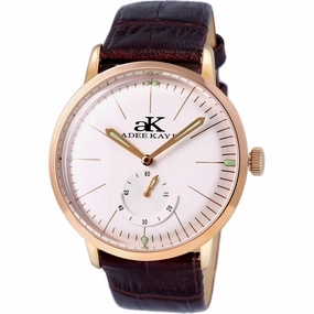 Adee Kaye Men's Watch - Simplicity White Dial Brown Leather Strap | AK9044N-MRG 