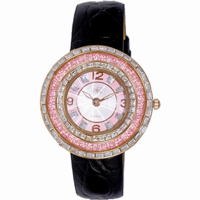 Adee Kaye Women's Watch - Facceta Quartz Black Genuine Leather Strap | AK2116-LPK Luxury Quartz Watch Quartz Watch Sale