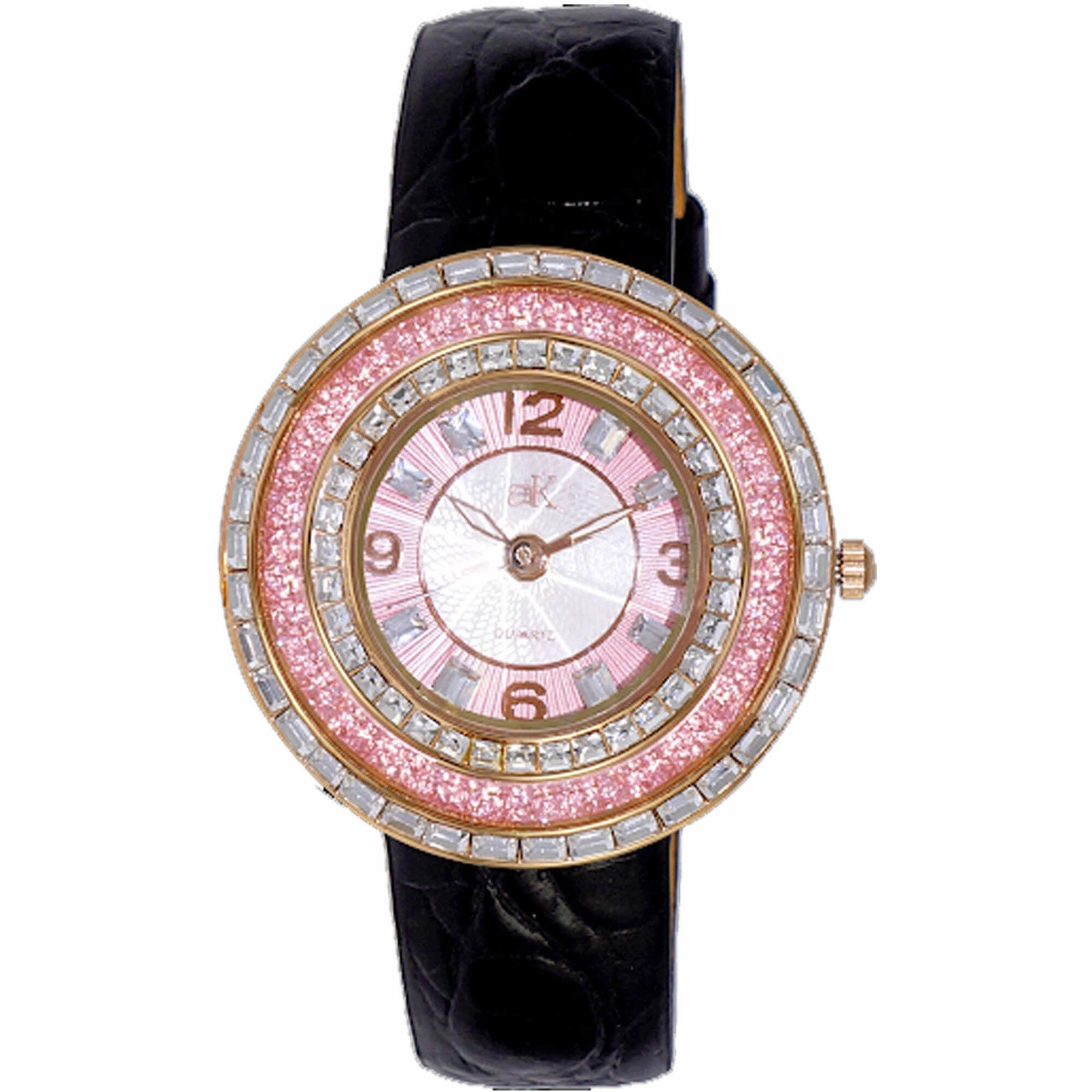 Adee Kaye Women's Watch - Facceta Quartz Black Genuine Leather Strap | AK2116-LPK Luxury Quartz Watch Quartz Watch Sale