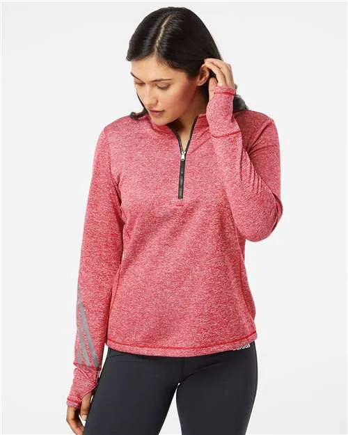Adidas A285 Women's Brushed Terry Heathered Quarter-Zip Pullover