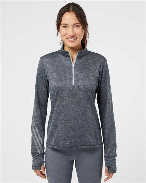 Adidas A285 Women's Brushed Terry Heathered Quarter-Zip Pullover