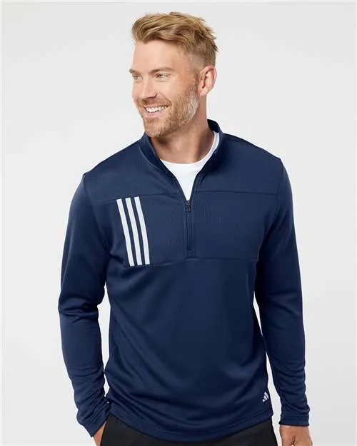 Adidas A482 3-Stripes Double Knit Quarter-Zip Pullover