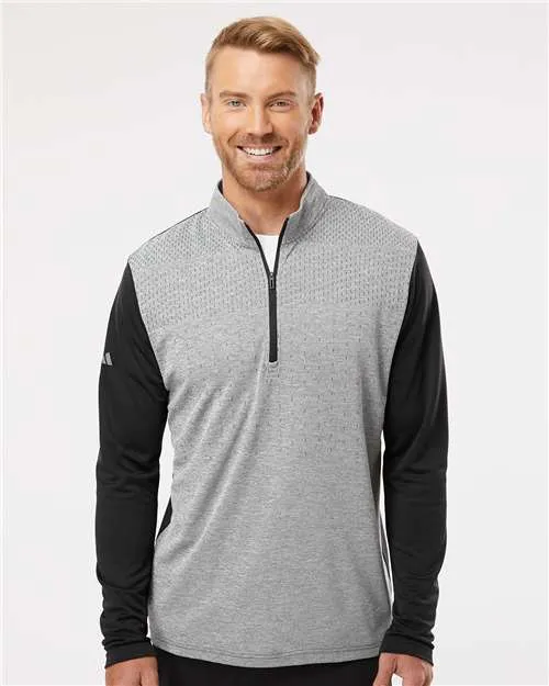 Adidas A522 Heather Block Print Quarter-Zip Pullover