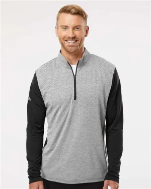 Adidas A522 Heather Block Print Quarter-Zip Pullover