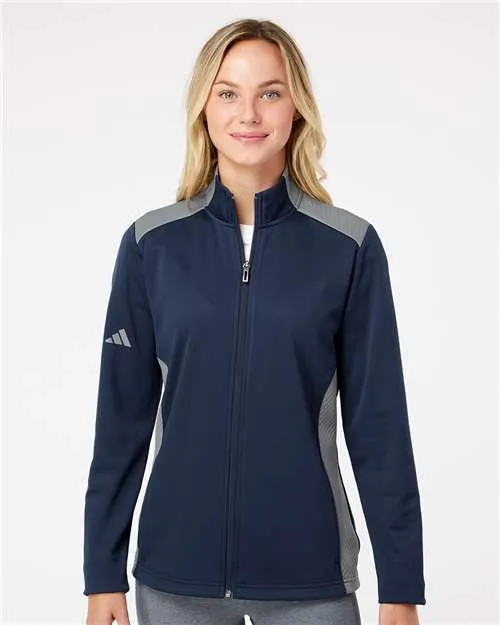 Adidas A529 Women's Textured Mixed Media Full-Zip Jacket