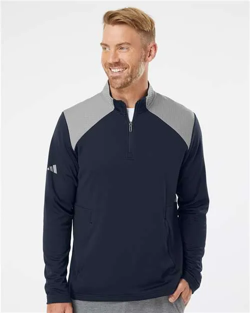 Adidas A532 Textured Mixed Media Quarter-Zip Pullover