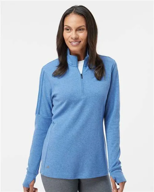 Adidas A555 Women's 3-Stripes Quarter-Zip Sweater