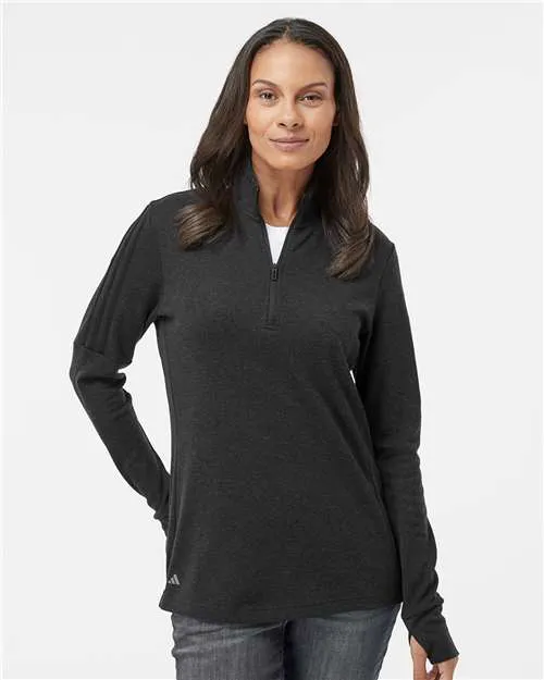 Adidas A555 Women's 3-Stripes Quarter-Zip Sweater