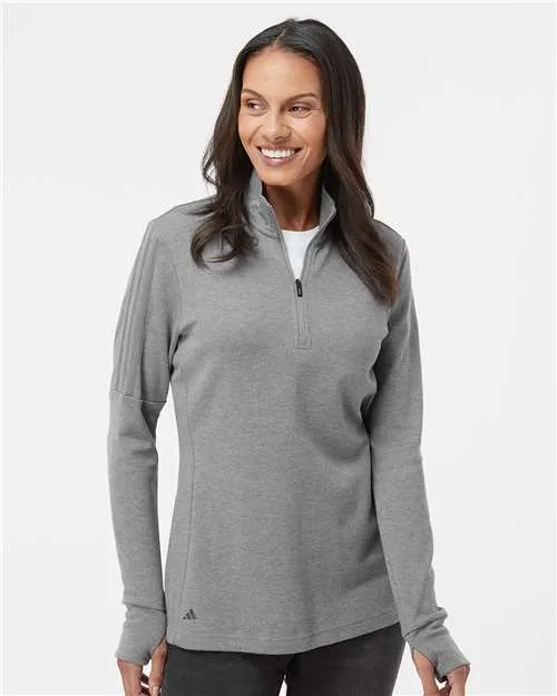 Adidas A555 Women's 3-Stripes Quarter-Zip Sweater