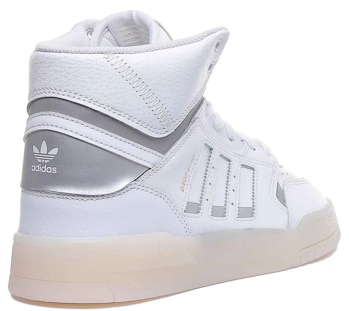 Adidas Drop Step Leather High Top Trainers In Whitsilver For Men Shoes Adidas