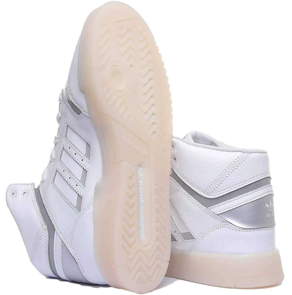 Adidas Drop Step Leather High Top Trainers In Whitsilver For Men Shoes Adidas