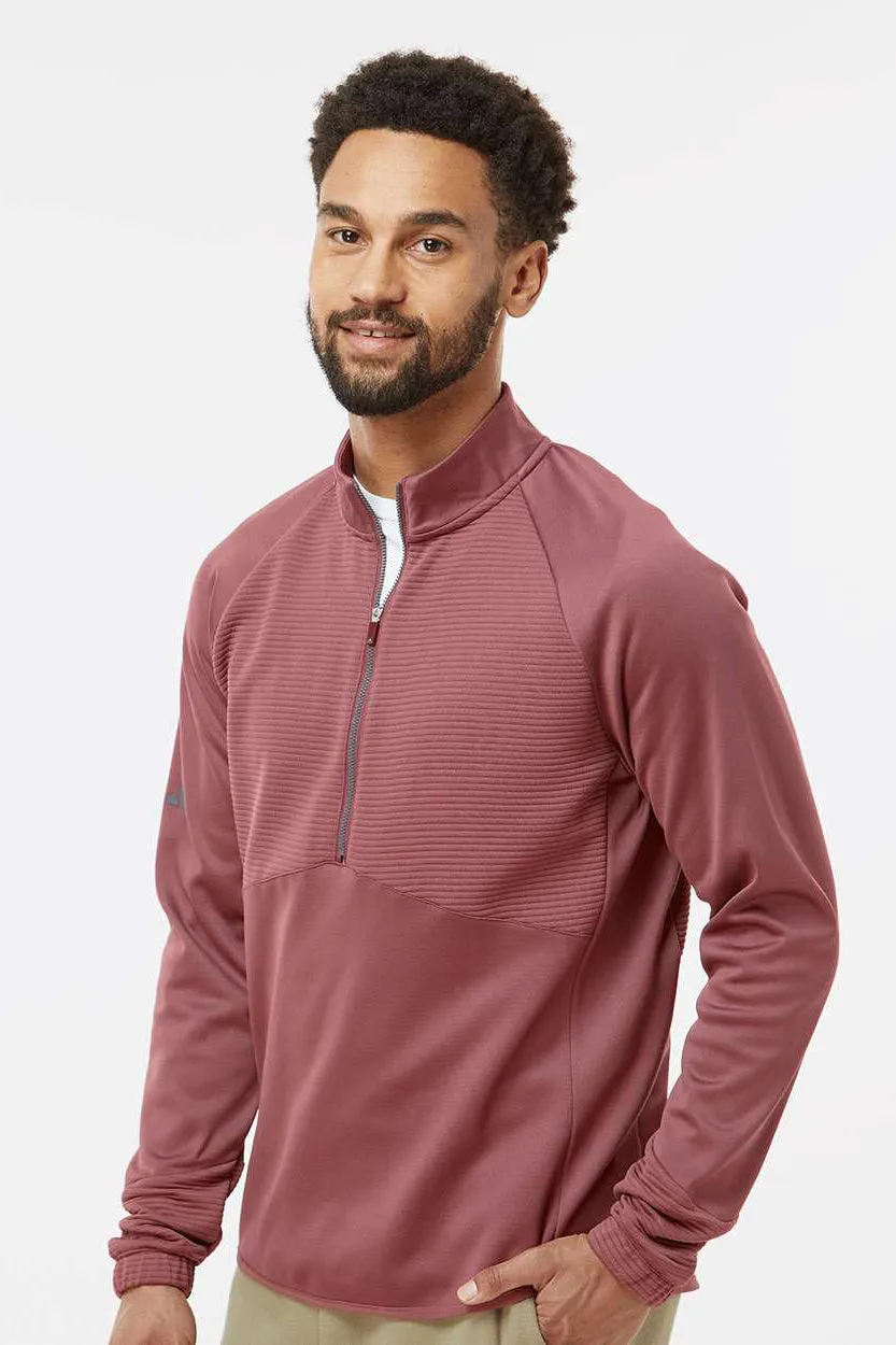 Adidas Mens 1/4 Zip Sweatshirt - Quiet Crimson Red