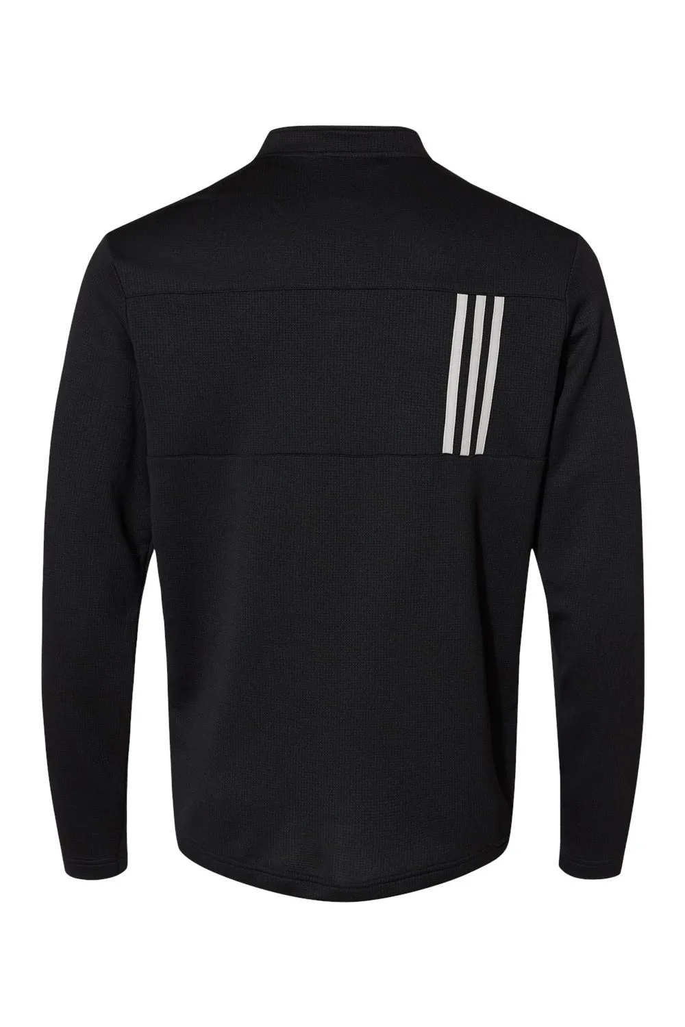 Adidas Mens 3 Stripes Double Knit Moisture Wicking 1/4 Zip Sweatshirt - Black