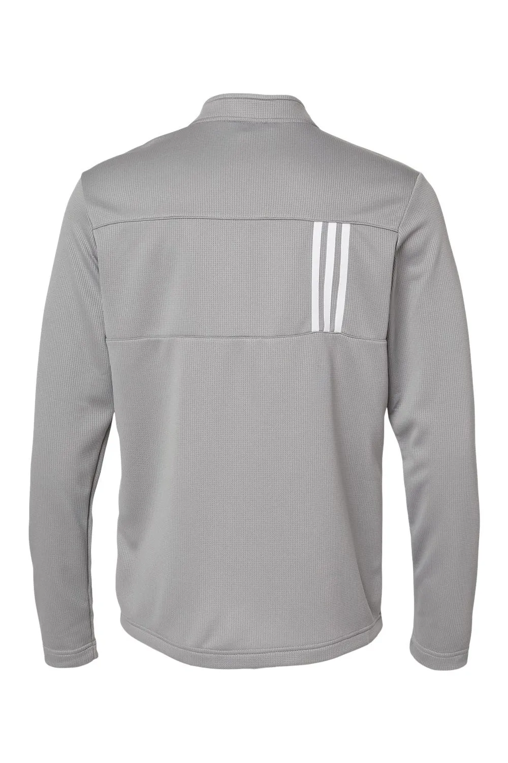 Adidas Mens 3 Stripes Double Knit Moisture Wicking 1/4 Zip Sweatshirt - Grey/White