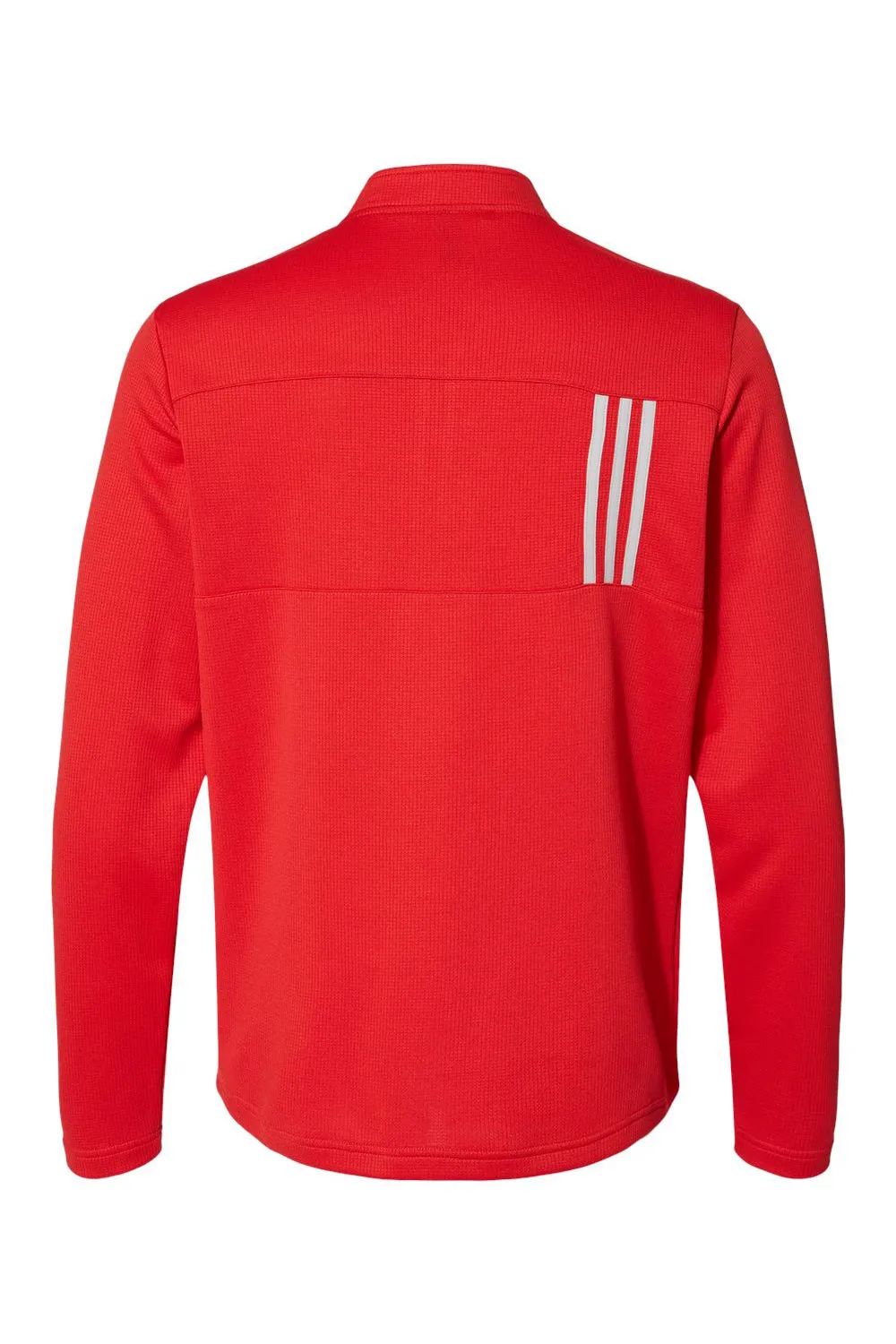 Adidas Mens 3 Stripes Double Knit Moisture Wicking 1/4 Zip Sweatshirt - Team Collegiate Red/Grey