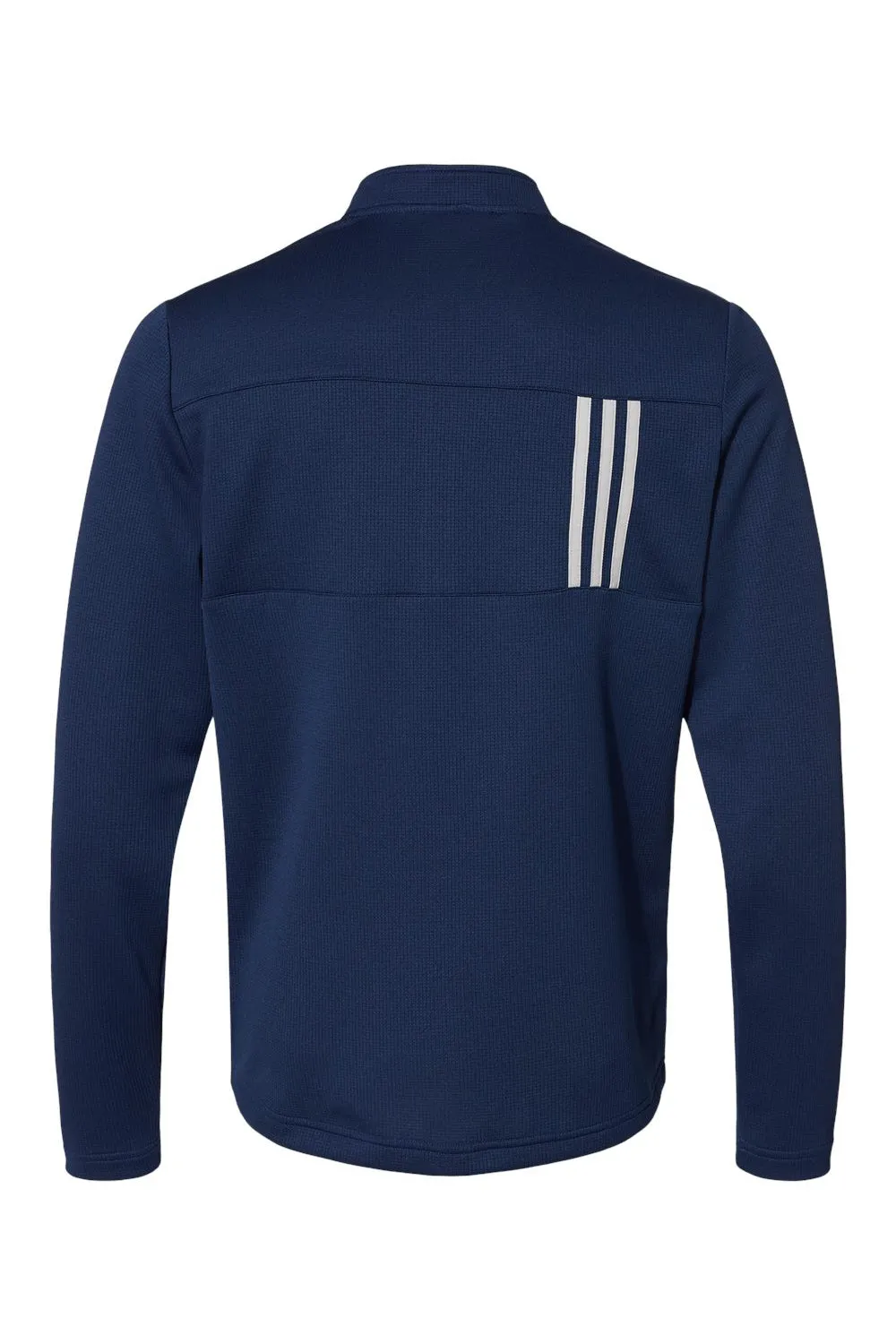 Adidas Mens 3 Stripes Double Knit Moisture Wicking 1/4 Zip Sweatshirt - Team Navy Blue/Grey