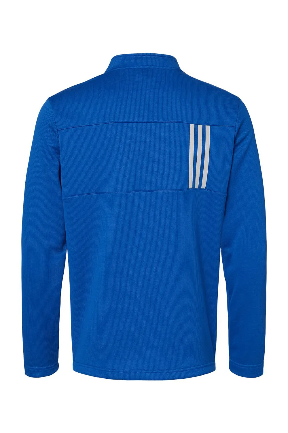 Adidas Mens 3 Stripes Double Knit Moisture Wicking 1/4 Zip Sweatshirt - Team Royal Blue/Grey