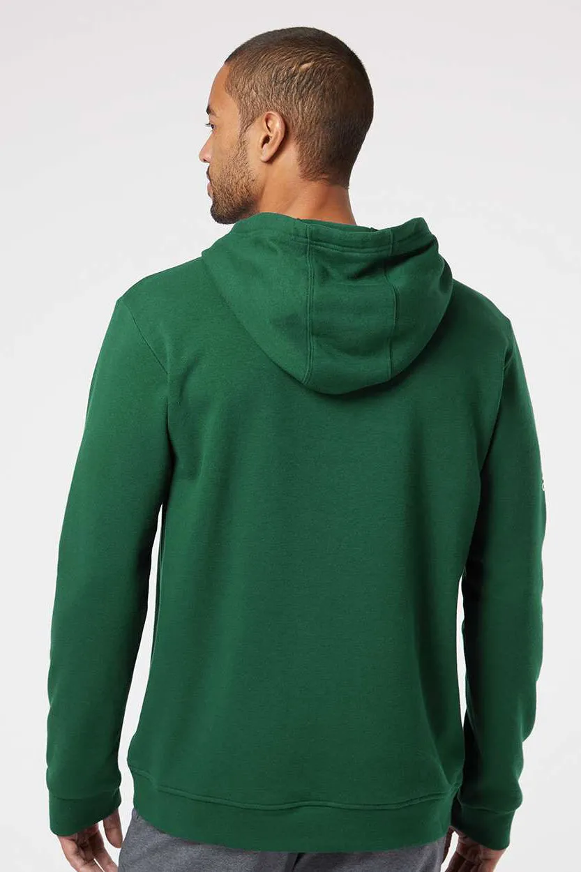 Adidas Mens Fleece Hooded Sweatshirt Hoodie w/ Pouch Pocket - Collegiate Green
