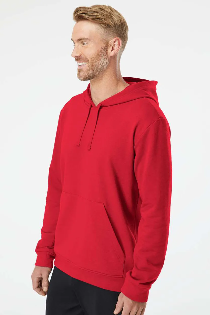 Adidas Mens Fleece Hooded Sweatshirt Hoodie w/ Pouch Pocket - Red