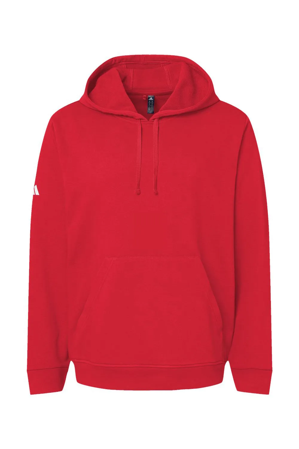 Adidas Mens Fleece Hooded Sweatshirt Hoodie w/ Pouch Pocket - Red
