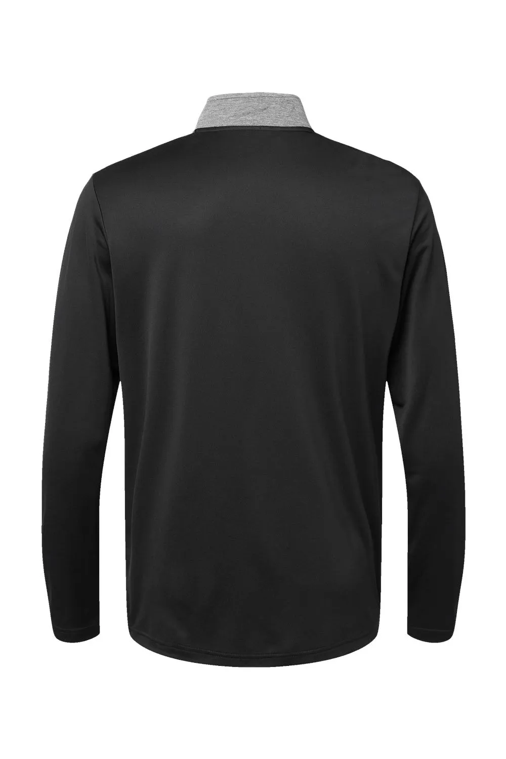 Adidas Mens Heather Block Print Moisture Wicking 1/4 Zip Sweatshirt - Black Melange/Black/Grey