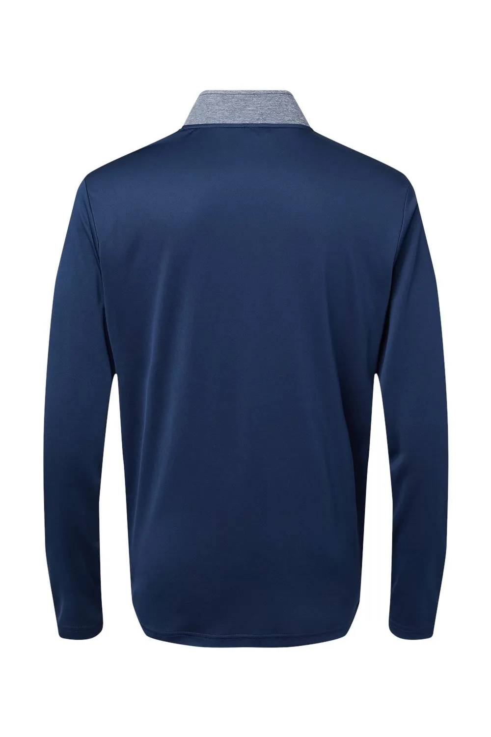 Adidas Mens Heather Block Print Moisture Wicking 1/4 Zip Sweatshirt - Collegiate Navy Blue Melange/Navy Blue/Grey
