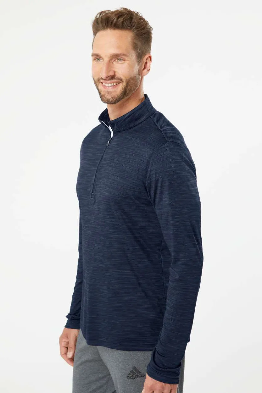 Adidas Mens Moisture Wicking 1/4 Zip Sweatshirt - Collegiate Navy Blue Melange
