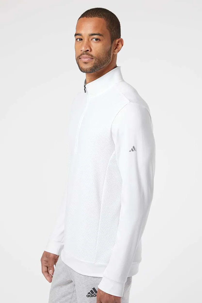 Adidas Mens Performance UPF 50  1/4 Zip Sweatshirt w/ Pocket - White