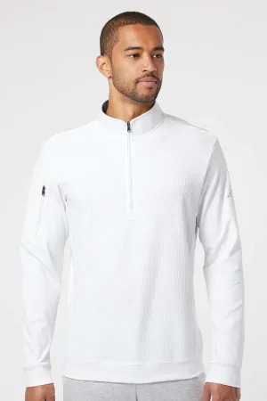 Adidas Mens Performance UPF 50  1/4 Zip Sweatshirt w/ Pocket - White
