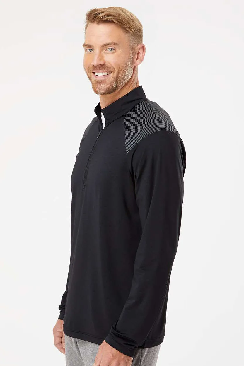 Adidas Mens Shoulder Stripe Moisture Wicking 1/4 Zip Sweatshirt - Black