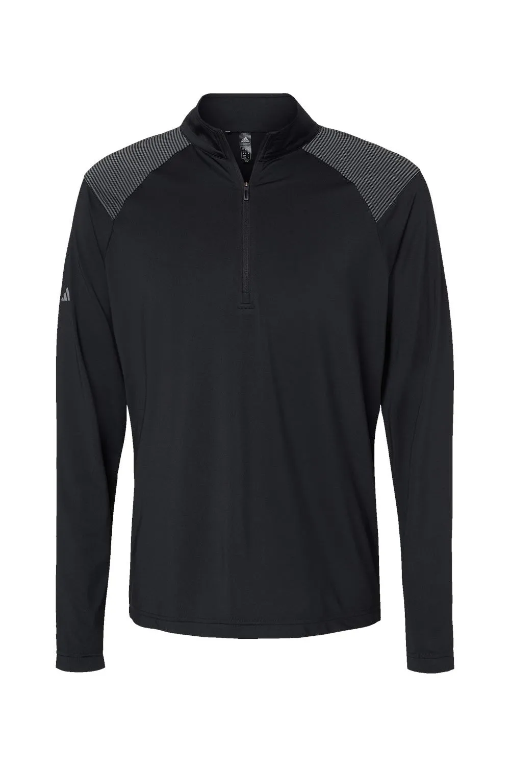 Adidas Mens Shoulder Stripe Moisture Wicking 1/4 Zip Sweatshirt - Black