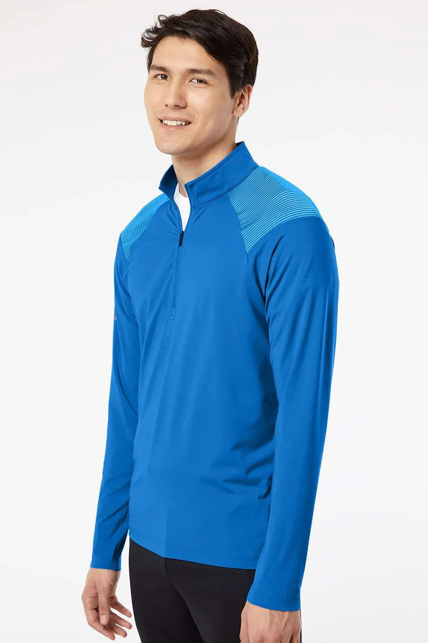 Adidas Mens Shoulder Stripe Moisture Wicking 1/4 Zip Sweatshirt - Glory Blue