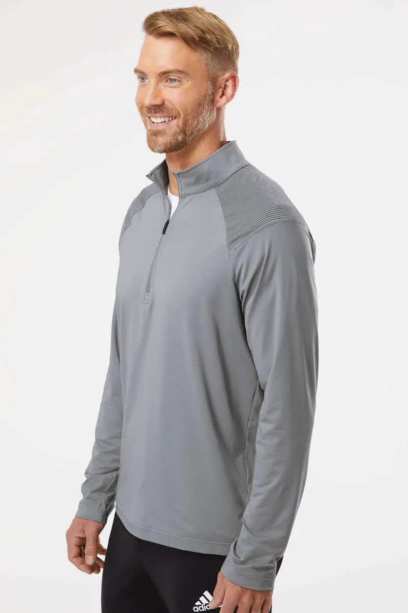 Adidas Mens Shoulder Stripe Moisture Wicking 1/4 Zip Sweatshirt - Grey