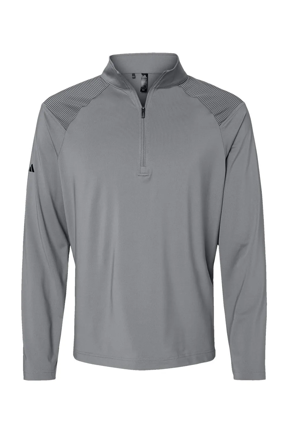 Adidas Mens Shoulder Stripe Moisture Wicking 1/4 Zip Sweatshirt - Grey