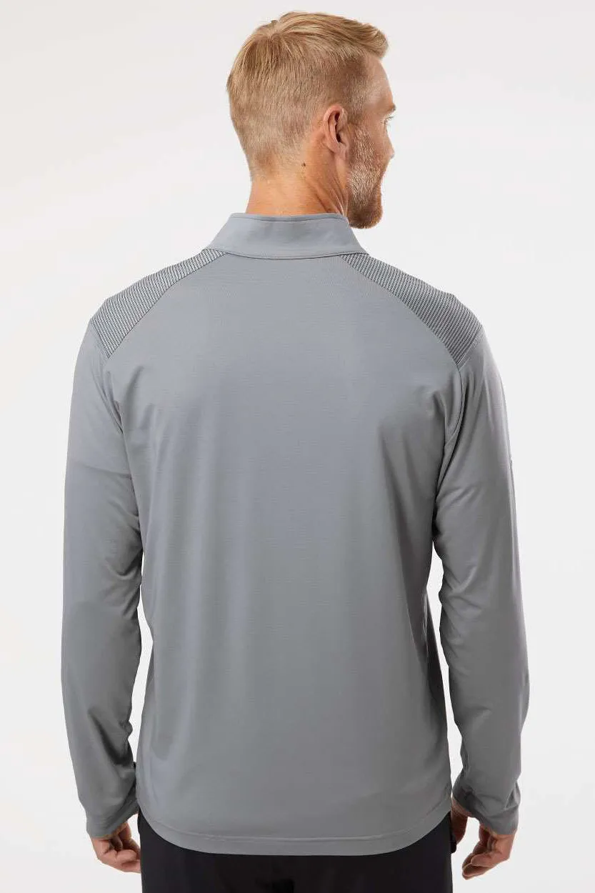 Adidas Mens Shoulder Stripe Moisture Wicking 1/4 Zip Sweatshirt - Grey