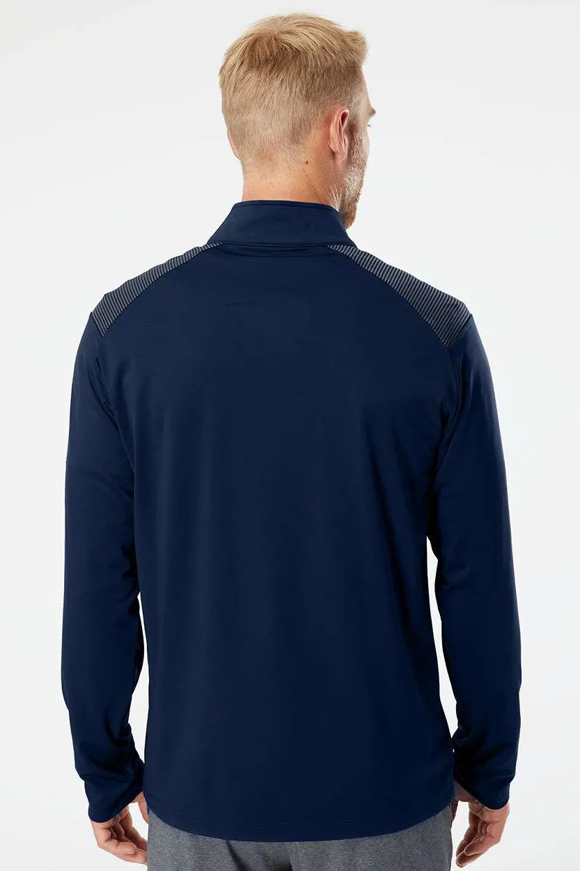 Adidas Mens Shoulder Stripe Moisture Wicking 1/4 Zip Sweatshirt - Team Navy Blue