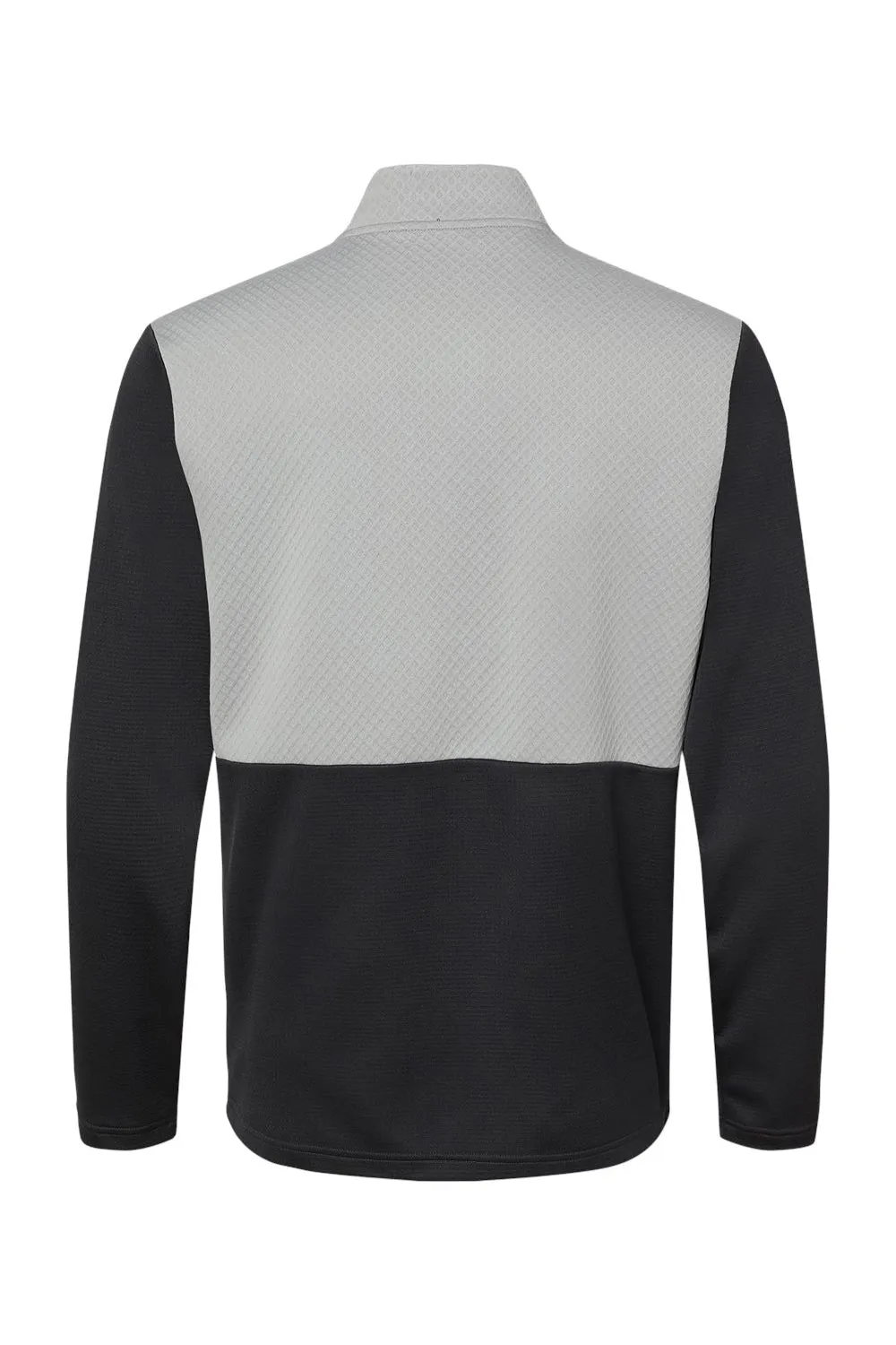 Adidas Mens Textured Mixed Media 1/4 Zip Sweatshirt w/ Pockets - Black/Grey