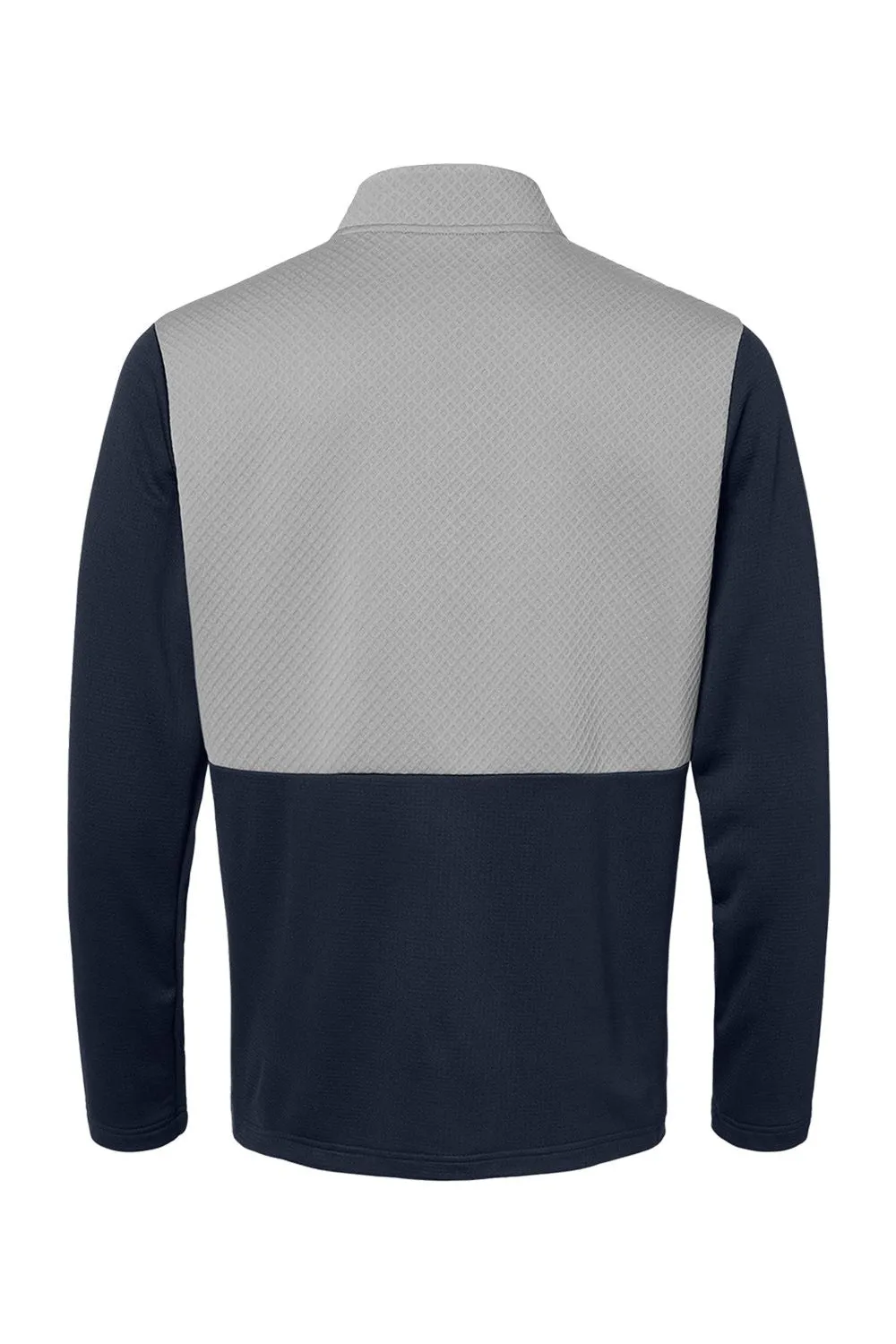 Adidas Mens Textured Mixed Media 1/4 Zip Sweatshirt w/ Pockets - Collegiate Navy Blue/Grey